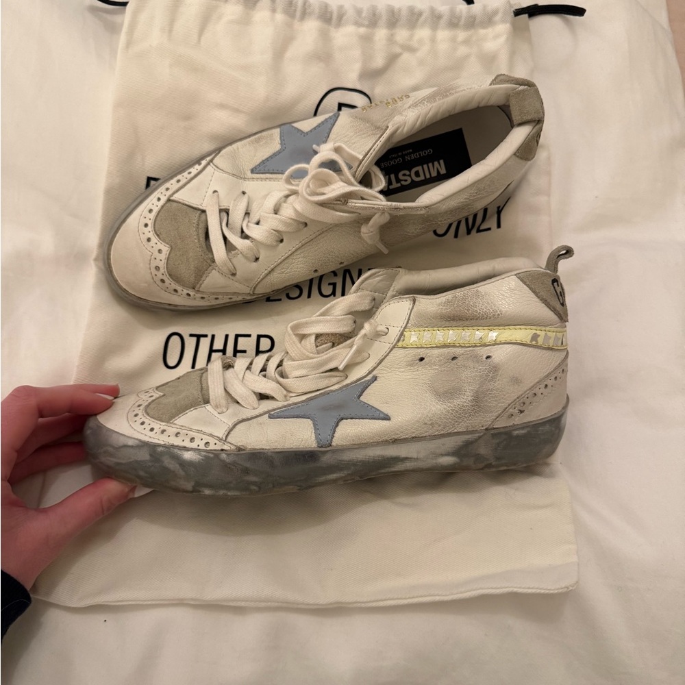 Golden Goose High-Tops with Light Blue Star and Silver Details - Picture 2 of 9